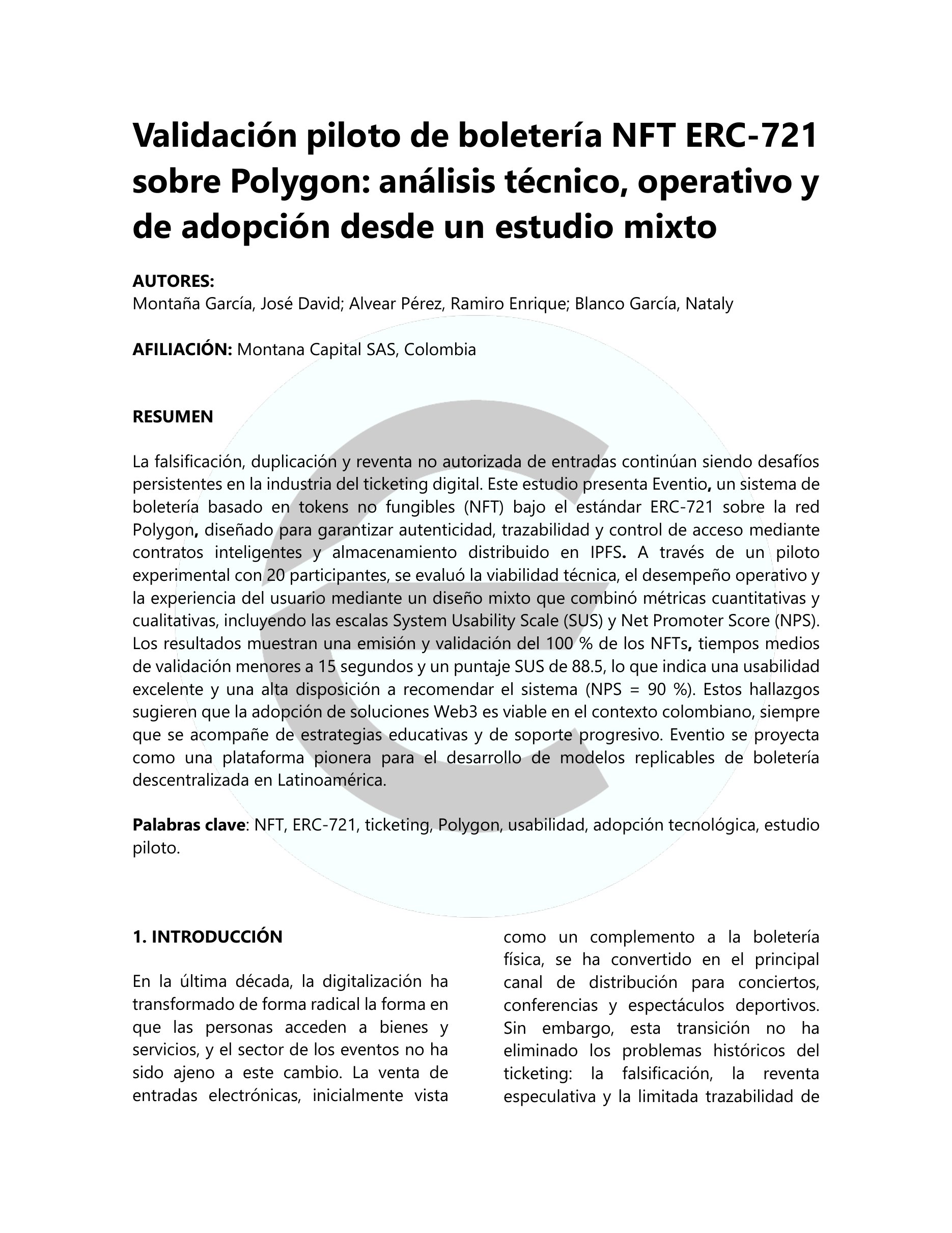Portada del artículo científico EVENTIO MVP